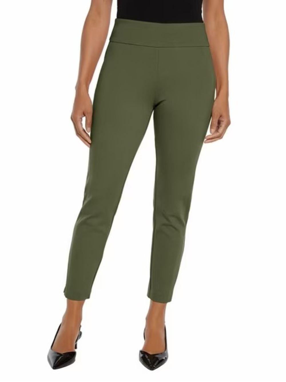 Express Olive High-Waist Ankle Ponte Pants